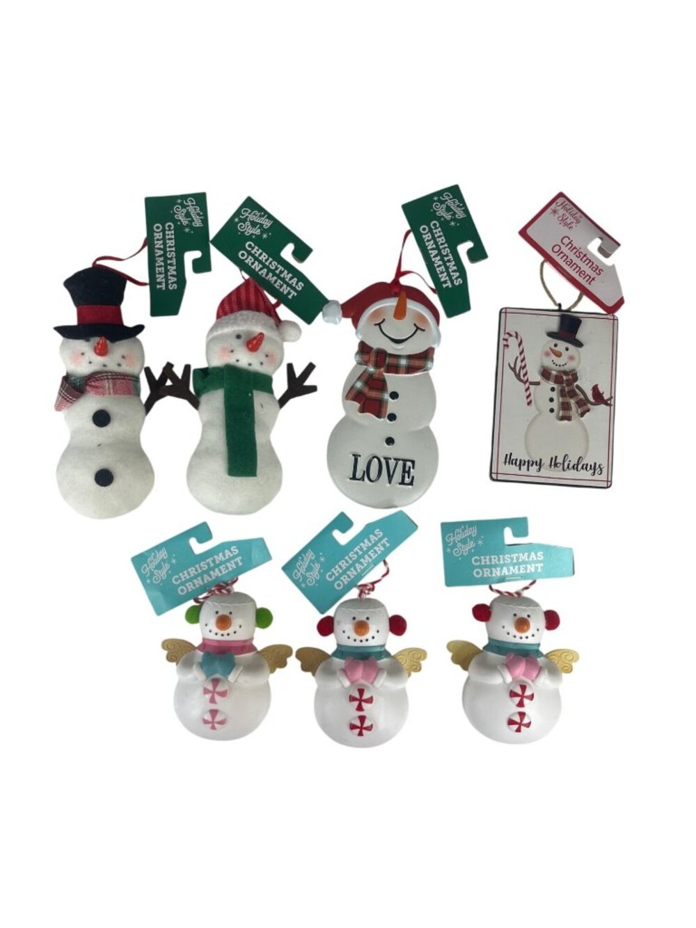 Holiday Style Set Of 7 Snowman Christmas Ornaments Assorted New